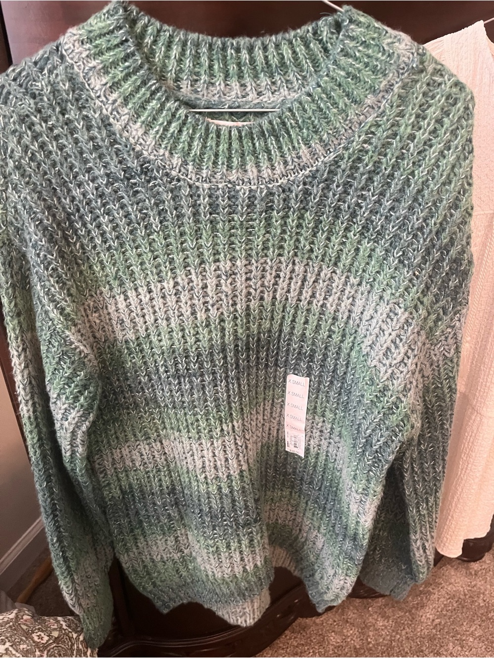 Cozy New Green Striped Knit Sweater - Women's and 2 additional tops!
